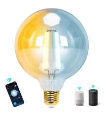 LAMPADINA SMART LED A FILAMENTO AMBRATA G125 6W E27 WIFI CCT 2700K-6500K 806 LUMEN D125H163mm COMPATIBILE ALEXA GOOGLE ASSISTANT LAMPADINA SMART LED A FILAMENTO AMBRATA G125 6W E27 WIFI CCT 2700K-6500K 806 LUMEN D125H163mm COMPATIBILE ALEXA GOOGLE ASSISTANT