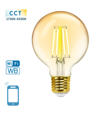 LAMPADINA SMART LED A FILAMENTO AMBRATA G80 6W E27 WIFI CCT 2700K-6500K 806 LUMEN D80H117mm COMPATIBILE ALEXA GOOGLE ASSISTANT LAMPADINA SMART LED A FILAMENTO AMBRATA G80 6W E27 WIFI CCT 2700K-6500K 806 LUMEN D80H117mm COMPATIBILE ALEXA GOOGLE ASSISTANT