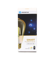 LAMPADINA SMART LED A FILAMENTO AMBRATA ST64 6W E27 WIFI CCT 2700K-6500K 806 LUMEN D64H138mm COMPATIBILE ALEXA GOOGLE ASSISTANT LAMPADINA SMART LED A FILAMENTO AMBRATA ST64 6W E27 WIFI CCT 2700K-6500K 806 LUMEN D64H138mm COMPATIBILE ALEXA GOOGLE ASSISTANT