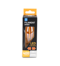 LAMPADINA LED FILAMENTO C35 4W AMBRATA ATTACCO E14 COLOR BOX 400 LUMEN 2200K LUCE CALDA D35H97mm EQUIVALE A 35W INCADESCENZA LAMPADINA LED FILAMENTO C35 4W AMBRATA ATTACCO E14 COLOR BOX 400 LUMEN 2200K LUCE CALDA D35H97mm EQUIVALE A 35W INCADESCENZA