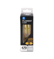 LAMPADINA LED FILAMENTO C35 4W ATTACCO E14 COLOR BOX 470 LUMEN 6500K LUCE FREDDA D35H97mm EQUIVALE A 40W INCADESCENZA
