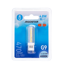 LAMPADINA LED G9 4.8W 470 LUMEN 6500K LUCE FREDDA L60W16H16mm ANGOLO 360 GRADI EQUIVALE A 40W INCADESCENZA - AIGOSTAR