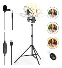 RING LIGHT LUCE LED AD ANELLO 10W 550 LUMEN LUCE DA CALDA A FREDDA CCT 3000K-6500K PER SELFIE SMARTPHONE L1650W270T70 - CLASSE A