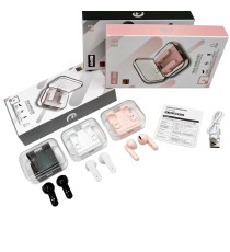 COPPIA DI AURICOLARI AIR28 + CHARGING CASE ROSA EARPHONE BLUETOOTH V5.0 WI-FI CUFFIE MINI PINK PER iOS e ANDROID SENZA FILI COPPIA DI AURICOLARI AIR28 + CHARGING CASE ROSA EARPHONE BLUETOOTH V5.0 WI-FI CUFFIE MINI PINK PER iOS e ANDROID SENZA FILI