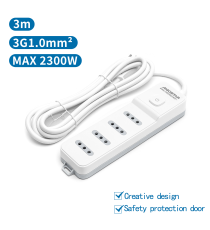 MULTIPRESA CIABATTA ELETTRICA 4 POSTI CON INTERRUTTORE GENERALE CAVO DA 3 METRI SPINA:10A 250V 2P+E PRESA:10A 250V 4-WAY P11