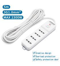 MULTIPRESA CIABATTA ELETTRICA 4 POSTI CON INTERRUTTORE GENERALE CAVO DA 5 METRI SPINA:10A 250V 2P+E PRESA:4-WAY P17/P11