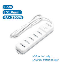 MULTIPRESA CIABATTA ELETTRICA 5 POSTI CON INTERRUTTORE GENERALE CAVO DA 1,5 METRI SPINA:10A 250V 2P+E PRESA:10A 250V 5-WAY P11