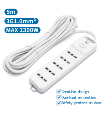 MULTIPRESA CIABATTA ELETTRICA 5 POSTI CON INTERRUTTORE GENERALE CAVO DA 5 METRI SPINA:10A 250V 2P+E PRESA:5-WAY P17/P11 MULTIPRESA CIABATTA ELETTRICA 5 POSTI CON INTERRUTTORE GENERALE CAVO DA 5 METRI SPINA:10A 250V 2P+E PRESA:5-WAY P17/P11