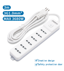 MULTIPRESA CIABATTA ELETTRICA 6 POSTI CON INTERRUTTORE GENERALE CAVO DA 3 METRI SPINA:16A 250V 2P+E PRESA:16A 250V 6-WAY P17/P11 MULTIPRESA CIABATTA ELETTRICA 6 POSTI CON INTERRUTTORE GENERALE CAVO DA 3 METRI SPINA:16A 250V 2P+E PRESA:16A 250V 6-WAY P17/P11