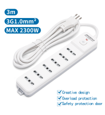 MULTIPRESA CIABATTA ELETTRICA 6 POSTI CON INTERRUTTORE GENERALE CAVO DA 3 METRI SPINA:10A 250V 2P+E PRESA:6-WAY P17/P11 MULTIPRESA CIABATTA ELETTRICA 6 POSTI CON INTERRUTTORE GENERALE CAVO DA 3 METRI SPINA:10A 250V 2P+E PRESA:6-WAY P17/P11