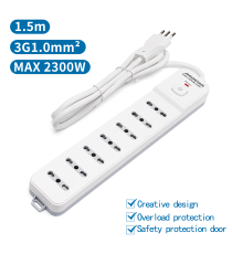 MULTIPRESA CIABATTA ELETTRICA 7 POSTI CON INTERRUTTORE GENERALE CAVO DA 1,5 METRI SPINA:10A 250V 2P+E PRESA:7-WAY P17/P11