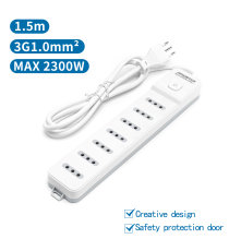 MULTIPRESA CIABATTA ELETTRICA 7 POSTI CON INTERRUTTORE GENERALE CAVO DA 1,5 METRI SPINA:10A 250V 2P+E PRESA:10A 250V 7-WAY P11