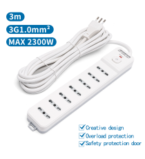 MULTIPRESA CIABATTA ELETTRICA 7 POSTI CON INTERRUTTORE GENERALE CAVO DA 3 METRI SPINA:10A 250V 2P+E PRESA:7-WAY P17/P11