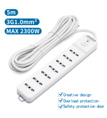 MULTIPRESA CIABATTA ELETTRICA 7 POSTI CON INTERRUTTORE GENERALE CAVO DA 5 METRI SPINA:10A 250V 2P+E PRESA:7-WAY P17/P11 MULTIPRESA CIABATTA ELETTRICA 7 POSTI CON INTERRUTTORE GENERALE CAVO DA 5 METRI SPINA:10A 250V 2P+E PRESA:7-WAY P17/P11