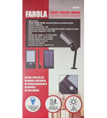LAMPADA SOLARE LED DA PARETE ELBAT EB0397 1.8W 350LUMEN 3000K-4000K-6500K LUCE SELEZIONABILE IP65 LAMPIONE APPLIQUE MURO SENSORE