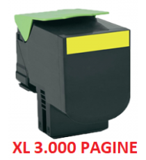 TONER 802H Y GIALLO ALTA CAPACITA' 80C2HY0 COMPABILE PER LEXMARK CX410DE CX410DTE CX410E CX510 3.000 PAGINE