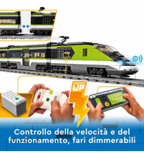 Lego City - Treno passeggeri espresso - LEGO 60337 Con locomotiva giocattolo telecomandata con luci e binari - ANNI 7+