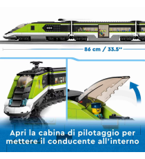 Lego City - Treno passeggeri espresso - LEGO 60337 Con locomotiva giocattolo telecomandata con luci e binari - ANNI 7+