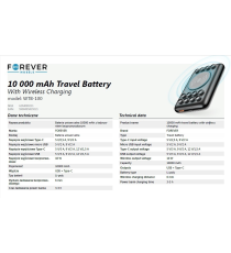 POWER BANK 10000mAh CON RICARICA WIRELESS FOREVER WTB-100 NERO - 18W - QC 3.0 RICARICA FAST - QI TECHNOLOGY - 10W WIFI CHARGING! POWER BANK 10000mAh CON RICARICA WIRELESS FOREVER WTB-100 NERO - 18W - QC 3.0 RICARICA FAST - QI TECHNOLOGY - 10W WIFI CHARGING!