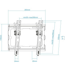 SUPPORTO STAFFA PORTA TV DA 23 A 43 POLLICI TOOQ LP1044T-B INCLINABILE - DA 23" A 43" - PORTATA 45KG - VESA DA 50X50 A 200X200