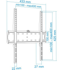 SUPPORTO STAFFA PORTA TV DA 32 A 55 POLLICI TOOQ LP4155F-B - DA 32" A 55" - PORTATA 40KG - VESA DA 200X200 A 400X400