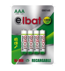 BATTERIE RICARICABILI ELBAT EB0165 AAA 4PZ MINI STILO 1.2 V 1000mAh HR03 NI-MH RECHARG 4 PILE RICARICABILE BATTERIE RICARICABILI ELBAT EB0165 AAA 4PZ MINI STILO 1.2 V 1000mAh HR03 NI-MH RECHARG 4 PILE RICARICABILE