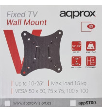 SUPPORTO STAFFA PORTA TV FISSA DA 10 A 25 POLLICI APPROX APPST00 - DA 10" A 25" - PORTATA 15KG - VESA 100X100 DA PARETE SUPPORTO STAFFA PORTA TV FISSA DA 10 A 25 POLLICI APPROX APPST00 - DA 10" A 25" - PORTATA 15KG - VESA 100X100 DA PARETE