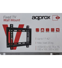 SUPPORTO STAFFA PORTA TV FISSA DA 17 A 42 POLLICI APPROX APPST09 - DA 17" A 42" - PORTATA 25KG - VESA FINO A 200X200 DA PARETE SUPPORTO STAFFA PORTA TV FISSA DA 17 A 42 POLLICI APPROX APPST09 - DA 17" A 42" - PORTATA 25KG - VESA FINO A 200X200 DA PARETE