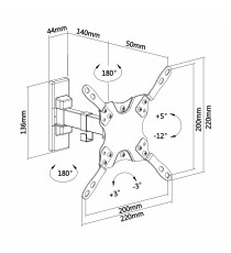 SUPPORTO STAFFA PORTA TV DA 13 A 42 POLLICI CON BRACCIO GIREVOLE AISENS WT42TSLE-009 -DA13" A 42"-PORTATA 20KG-VESA 200X200