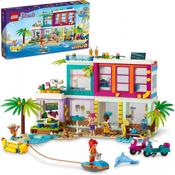 Lego Friends - Casa delle vacanze sulla spiaggia - LEGO 41709 con Piscina,  Mini Bamboline Mia e Accessori