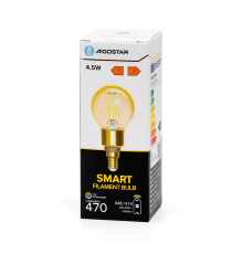 LAMPADINA SMART LED FILAMENTO A SFERA G45 AMBRATA 4.5W E14 WIFI CCT 2700K-6500K 470 LUMEN D45H107.5mm ALEXA E GOOGLE ASSISTANT LAMPADINA SMART LED FILAMENTO A SFERA G45 AMBRATA 4.5W E14 WIFI CCT 2700K-6500K 470 LUMEN D45H107.5mm ALEXA E GOOGLE ASSISTANT