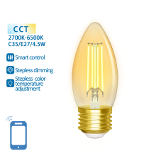 LAMPADINA SMART LED FILAMENTO A CANDELA C35 AMBRATA 4.5W E27 WIFI CCT 2700K-6500K 470 LUMEN D35H92mm ALEXA E GOOGLE ASSISTANT LAMPADINA SMART LED FILAMENTO A CANDELA C35 AMBRATA 4.5W E27 WIFI CCT 2700K-6500K 470 LUMEN D35H92mm ALEXA E GOOGLE ASSISTANT