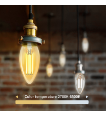 LAMPADINA SMART LED FILAMENTO A CANDELA C35 AMBRATA 4.5W E27 WIFI CCT 2700K-6500K 470 LUMEN D35H92mm ALEXA E GOOGLE ASSISTANT LAMPADINA SMART LED FILAMENTO A CANDELA C35 AMBRATA 4.5W E27 WIFI CCT 2700K-6500K 470 LUMEN D35H92mm ALEXA E GOOGLE ASSISTANT