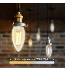LAMPADINA SMART LED FILAMENTO A CANDELA C35 AMBRATA 4.5W E14 WIFI CCT 2700K-6500K 470 LUMEN D35H119mm ALEXA E GOOGLE ASSISTANT LAMPADINA SMART LED FILAMENTO A CANDELA C35 AMBRATA 4.5W E14 WIFI CCT 2700K-6500K 470 LUMEN D35H119mm ALEXA E GOOGLE ASSISTANT