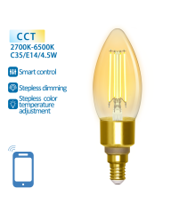 LAMPADINA SMART LED FILAMENTO A CANDELA C35 AMBRATA 4.5W E14 WIFI CCT 2700K-6500K 470 LUMEN D35H119mm ALEXA E GOOGLE ASSISTANT LAMPADINA SMART LED FILAMENTO A CANDELA C35 AMBRATA 4.5W E14 WIFI CCT 2700K-6500K 470 LUMEN D35H119mm ALEXA E GOOGLE ASSISTANT