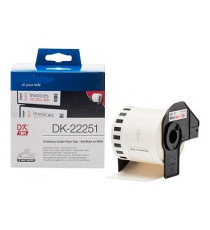 ETICHETTE DK22251 62mmX15metri COMPATIBILI NERO E ROSSO SU BIANCO ROTOLO CONTINUO PER BROTHER QL800,QL810,QL820 DK-22251