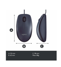 MOUSE LOGITECH B100 OTTICO NERO 910-003357 CAVO USB 2.0 DA 180CM - USO AMBIDESTRO - 2 PULSANTI + ROTELLA - PICCOLO E COMPATTO MOUSE LOGITECH B100 OTTICO NERO 910-003357 CAVO USB 2.0 DA 180CM - USO AMBIDESTRO - 2 PULSANTI + ROTELLA - PICCOLO E COMPATTO