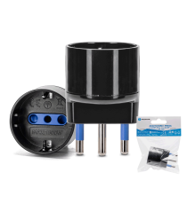 ADATTATORE ROTONDO CON PRESA SHUKO 16A 250V SPINA 16A 2P+E NERO MAX 1500W 16A 250V-S17 16A 250V 1-WAY P30 PROTEZIONE BAMBINI ADATTATORE ROTONDO CON PRESA SHUKO 16A 250V SPINA 16A 2P+E NERO MAX 1500W 16A 250V-S17 16A 250V 1-WAY P30 PROTEZIONE BAMBINI