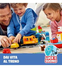 Lego Duplo - Il grande treno merci - LEGO 10875 Set Push & Go, Luci e Suoni, Costruzioni Creative, Gru ANNI 2+