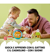 Lego Duplo - Il mio primo cagnolino e gattino con suoni - LEGO 10977 Mattoncini Grandi con Gatto e Cane ANNI 1.5+