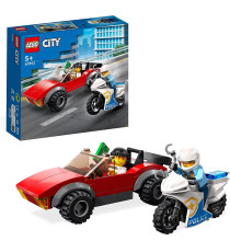 Lego City - Inseguimento sulla moto della polizia - LEGO 60392 con Modello di Auto da Corsa e 2 Minifigure ANNI 5+