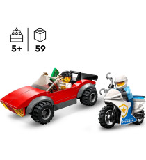 Lego City - Inseguimento sulla moto della polizia - LEGO 60392 con Modello di Auto da Corsa e 2 Minifigure ANNI 5+