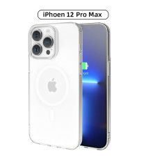CUSTODIA SILICONE TRASPARENTE PER IPHONE 12 PRO MAX SLIM CON MAG-SAFE MAGNETIC MORBIDA IN TPU RESISTENTE - COVER ANTIGRAFFIO