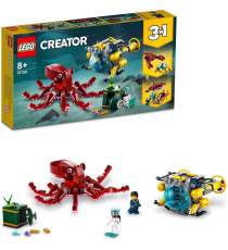 Lego Creator 3in1 - Missione Tesoro sommerso - Lego 31130 con polpi, aragosta, raggio manta, 2 minifigure ANNI 8+