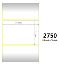 Etichette Zebra 76x51mm bianche 2750PZ 10000295 termiche compatibili con ZEBRA ZT230,ZT411,ZT421 Z-2000D 3x2x3