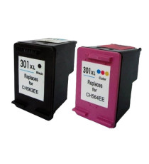Pack cartuccia HP 301XLBK + HP 301XLC compatibili per HP 1050,2050,2050S,1000,3000.3050,J610A CH563E + CH564E