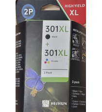 Pack cartuccia HP 301XLBK + HP 301XLC compatibili per HP 1050,2050,2050S,1000,3000.3050,J610A CH563E + CH564E