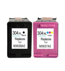 Pack cartuccia HP 304XLBK + HP 304XLC compatibili per HP DeskJet 3720 3730 3732 N9K08AE + N9K07AE