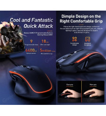Mouse Gaming Baseus GM01 sensore ottico - 9 pulsanti programmabili - fino a 6400dpi -  cavo in nylon da 2mt - per Windows e Mac Mouse Gaming Baseus GM01 sensore ottico - 9 pulsanti programmabili - fino a 6400dpi -  cavo in nylon da 2mt - per Windows e Mac