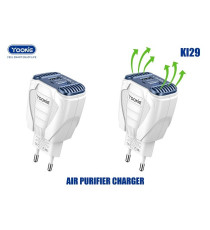 Caricatore 2 porte fast USB Yookie KI29 con purificatore d'aria e ionizzatore - Ricarica fast 2 USB 5V-2.4A caricatore da muro Caricatore 2 porte fast USB Yookie KI29 con purificatore d'aria e ionizzatore - Ricarica fast 2 USB 5V-2.4A caricatore da muro